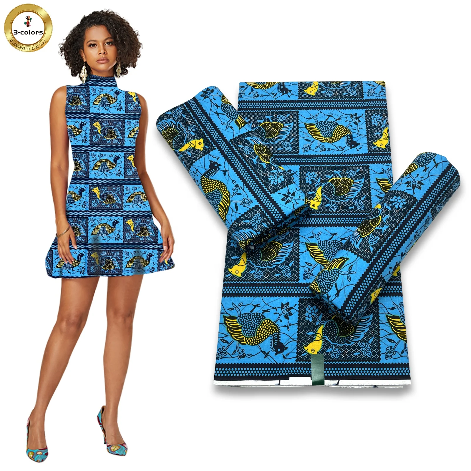 Hot Sales 100% Cotton abc Wax Fabric Batik Fabrics For Garment Pagne