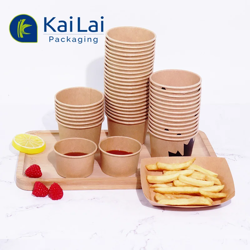 Biodegradable New Design Kraft Paper Sauce Cup Disposable Paper Sauce Cup 1oz 2oz 3oz 4oz Disposable Sauce Cup With Lid