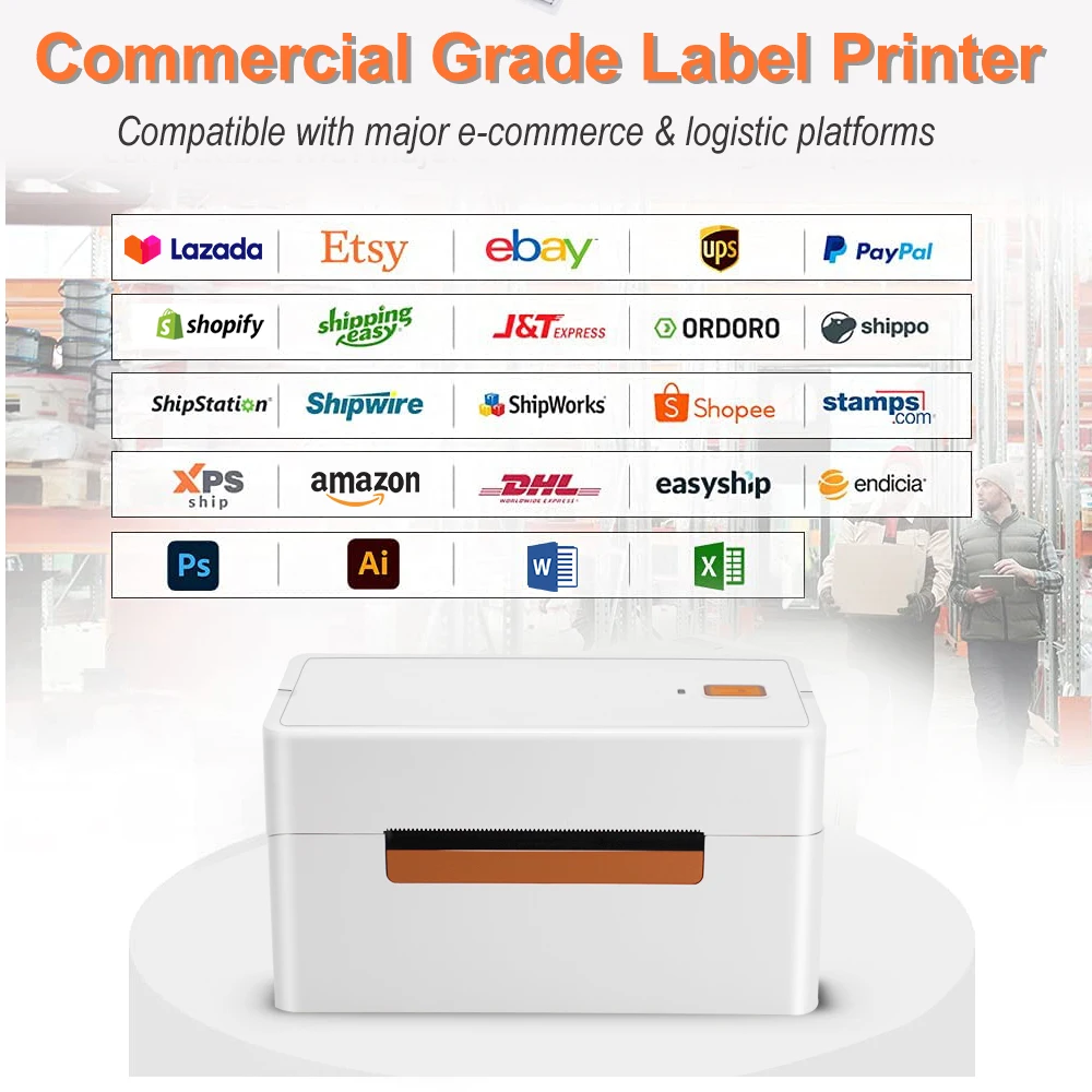 IPRT QIRUI  3inch 80mm thermal shipping label printer a6 sticker waybill thermal printer with bluetooth