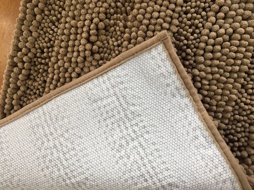 WXCCF Eco water absorbent chenille bath rug non slip washable chenille bath mat