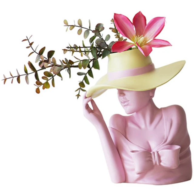 Simple Hot Sale Elegant Goddess Resin Crafts Flower Arrangement Resin Vases Decoration