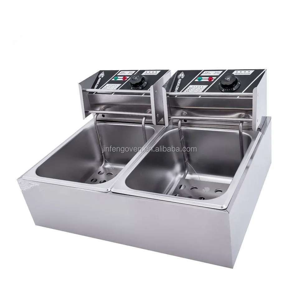 Stainless Steel Chicken Kfc Potato Chips Fryer Double Tank Industrial Electric Commercial potato twist Deep Fryer