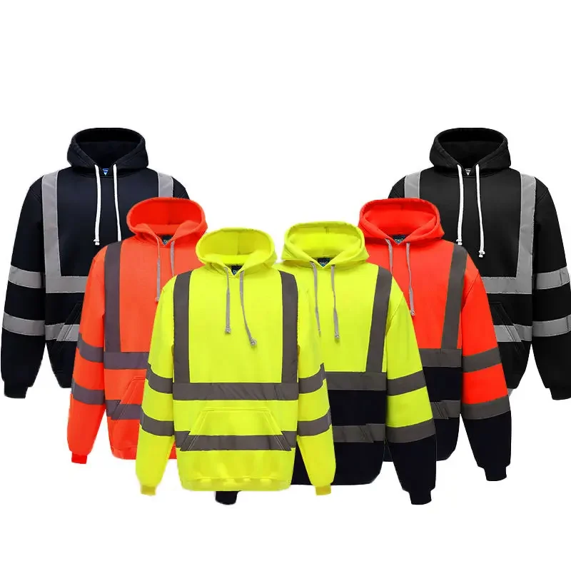 Customized Logo Adjustable Reflective Safety Comfortable Work Clothes With Reflective Stripes Full Sleeves Hoodies