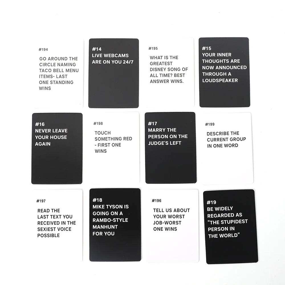 Custom Printing Service Card Game Front and Back Double Both Sides Drinking Playing Game Card For Adults Party