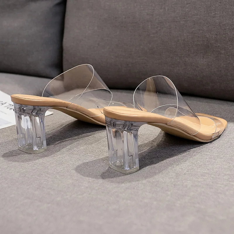Hot Wholesale Shoes Women Sandals Sexy Chunky Summer Transparent Flip Flops Crystal Heel High Heel Sandals