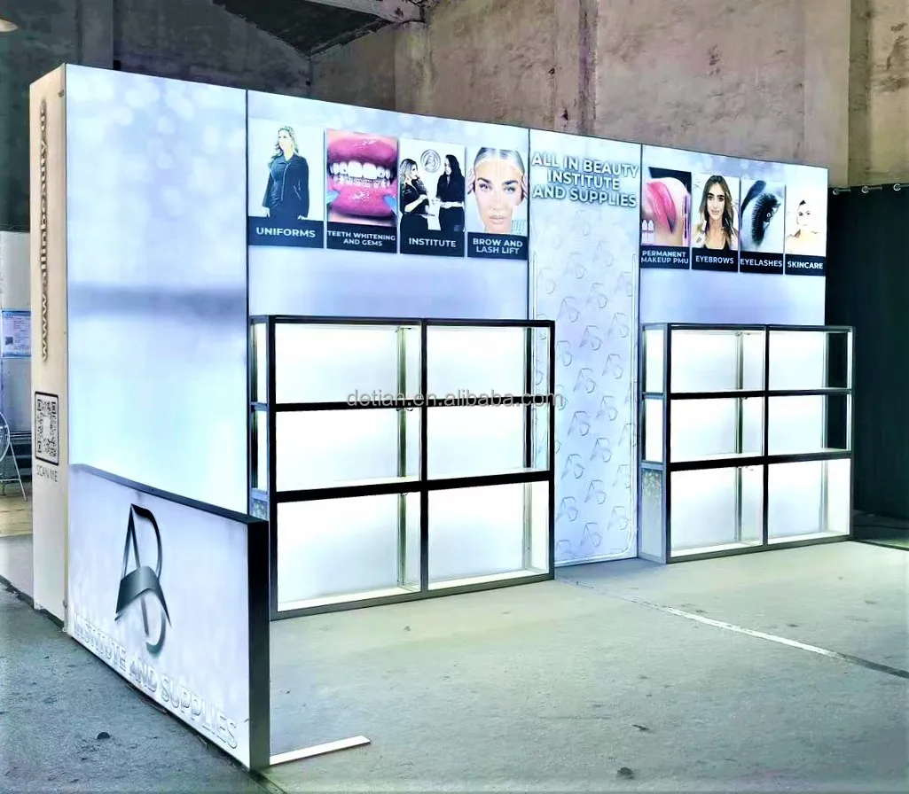 10x20 Modular Expo Booth Design Display Aluminium Frame Backlit Exhibition Island Exhibit Booth For Trade Shows