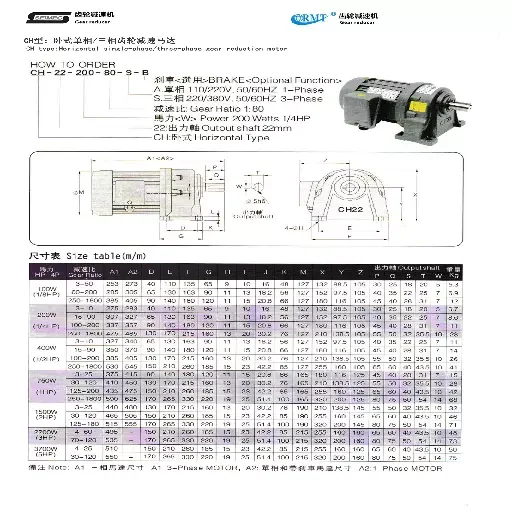 SEIMEC Gear reducer motor GH40 2200W  3~25/1 CH or GH type horizontal single-phase/three-phase gear reducer