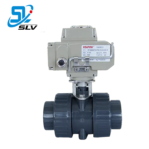 Hot Sale 1/2-4 Inch PVC UPVC Plastic Double union ball Valve  With Electric Actuator