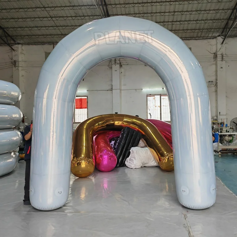 Hot Selling Commercial Wedding Party Decoration Reflective PVC Mirror Ball Arch Inflatable Mirror Ball Archway Entrance