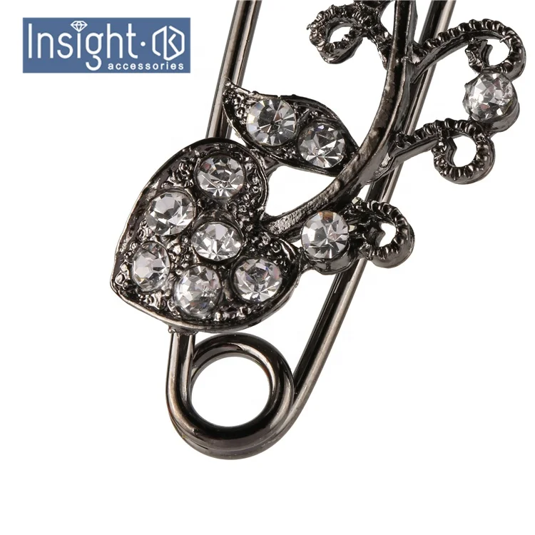 Allah Mashallah Charms Baby Stroller Pins Crystal Hijab Scarf Safety Pins Loops Big Islamic Baby Pin Brooch For Kids