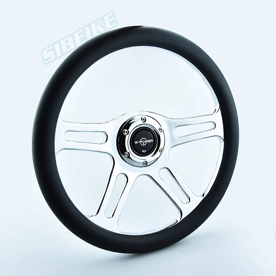 Universal Racing 4-Spoke JDM Black Leather Race Sport Steering Wheel Support Customize