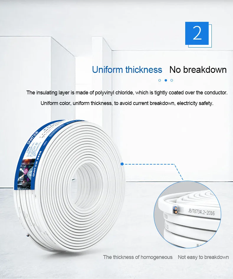 Chint BVVB household two core protective sleeve line white flat copper core line