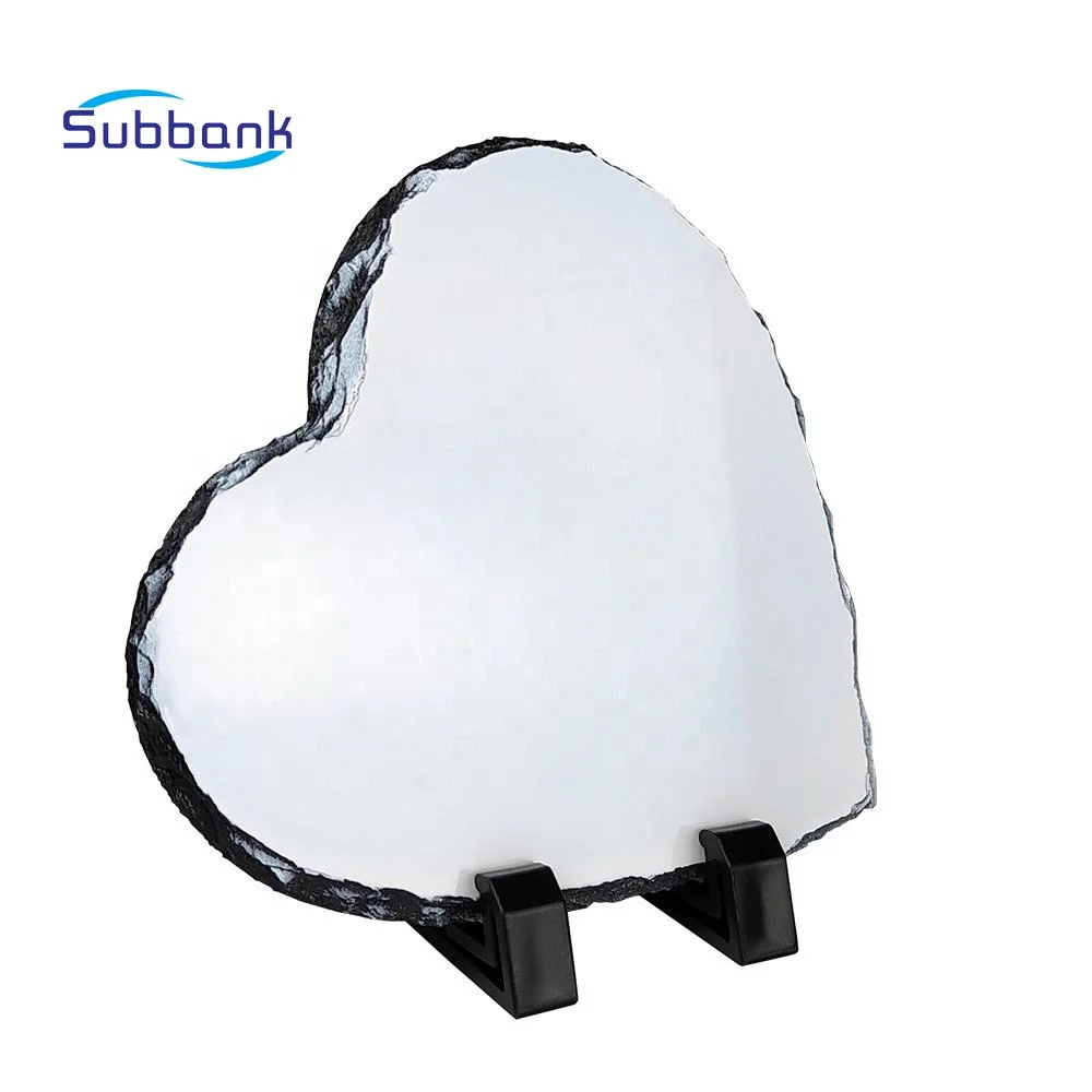 Subbank Sublimation Photo Stone Slate Blanks Custom Photo Heart Shape Frame Rock Slate Sublimation Slates