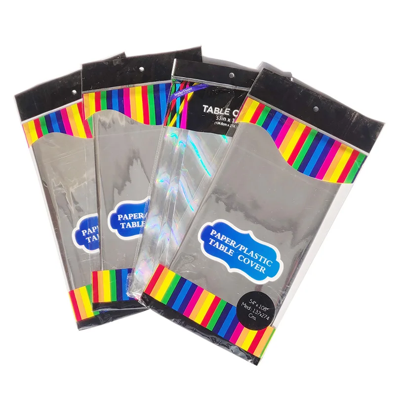 
Shiny Iridescence Plastic Tablecloths Gift Wrapping Paper Laser Hologram Holographic Rainbow Reusable Table Cover 