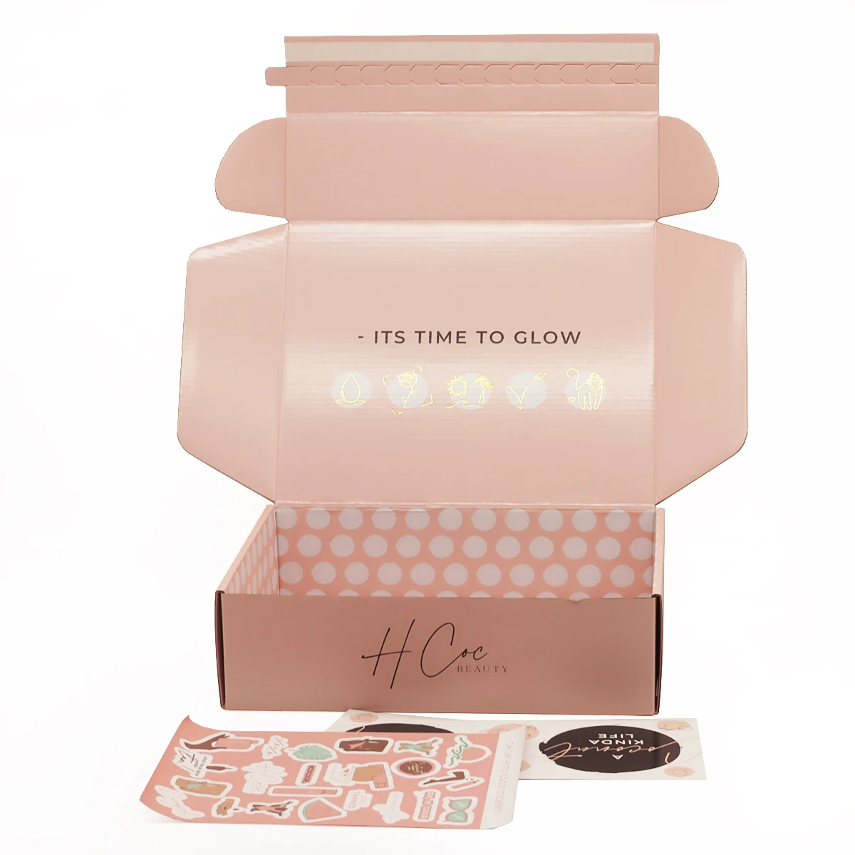 Custom Gold Foil Logo Pink Cosmetic Packaging Shipping Gift Boxes Custom Logo mailer box for packiging