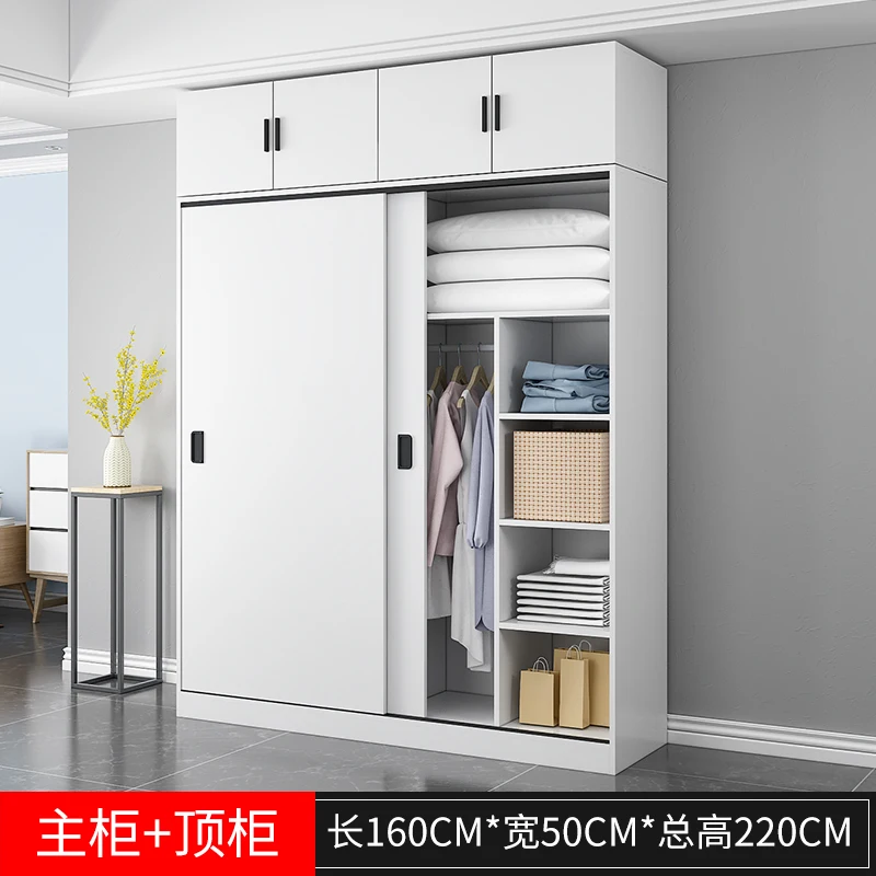 Modern Door Wooden Clothes Mirror Bedroom Wardrobe Closet Bedroom Width 1.4m Furniture Armoire Closet Wardrobe