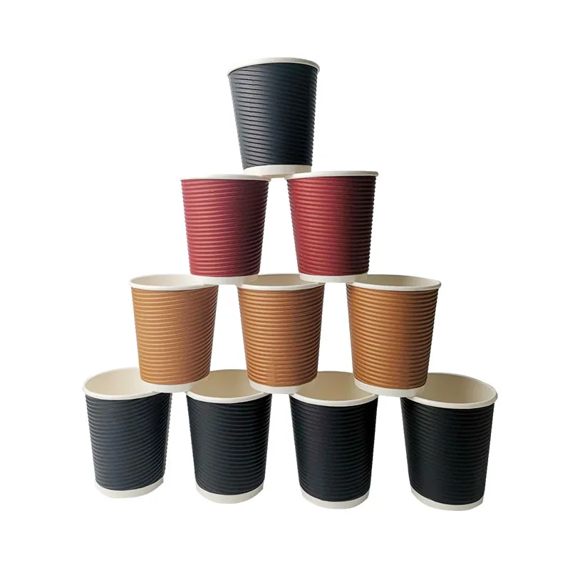 Custom Logo Wholesale Takeout Hot Drinks Packaging Disposable Double Wall Milk Tea Coffee Paper Cup With Lids