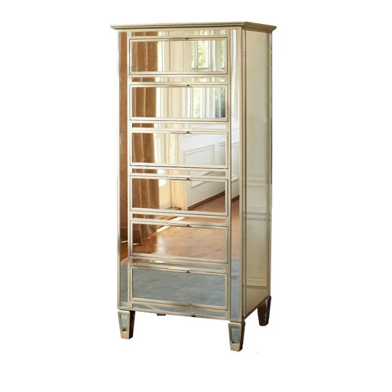 
Champaigne gold classic design mirrored 6 drawer chest 