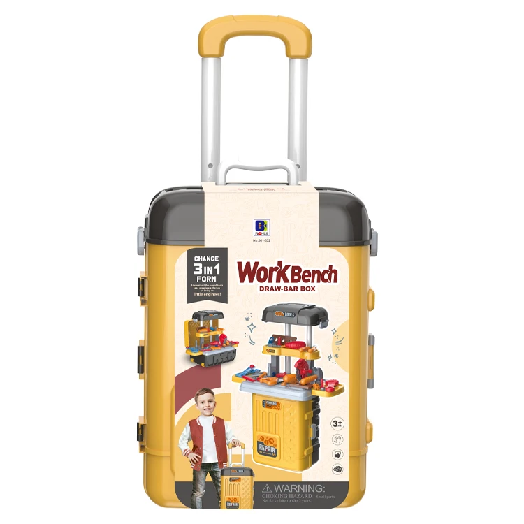 69 PCS tool trolley case 3 in 1 Kids Pretend Play Storage Workbench Work Shop Kit Tool Set Toy