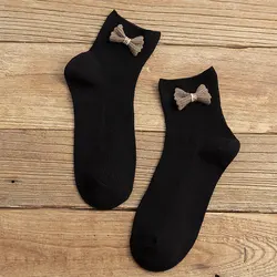 In stock female winter novelty cotton cerw socks Japanese cute bowknot socks women