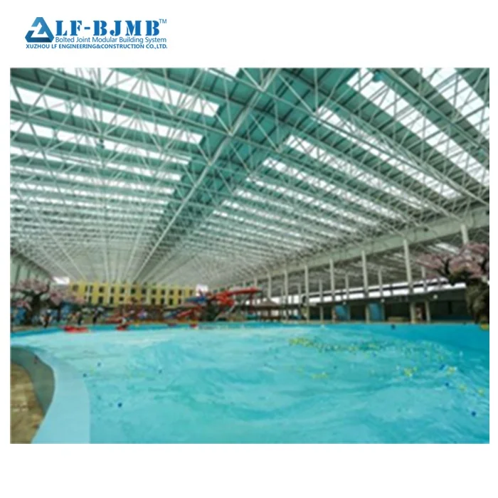 Economical long span roof swim pool steel truss design