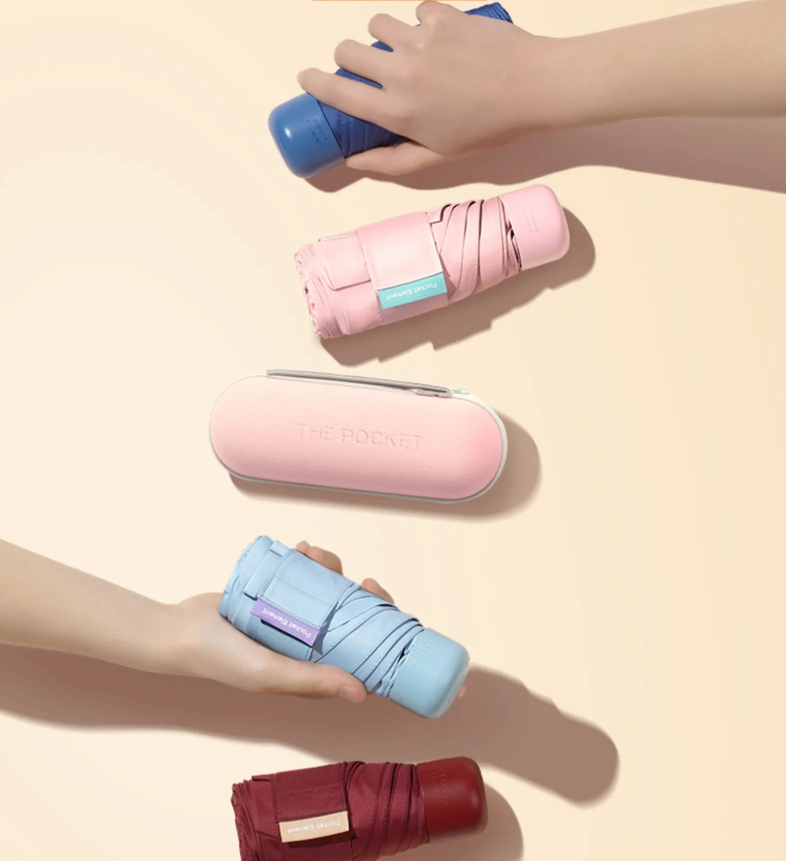 Pocket umbrella custom gold 5 folding umbrella small pocket mini uv rain umbrella