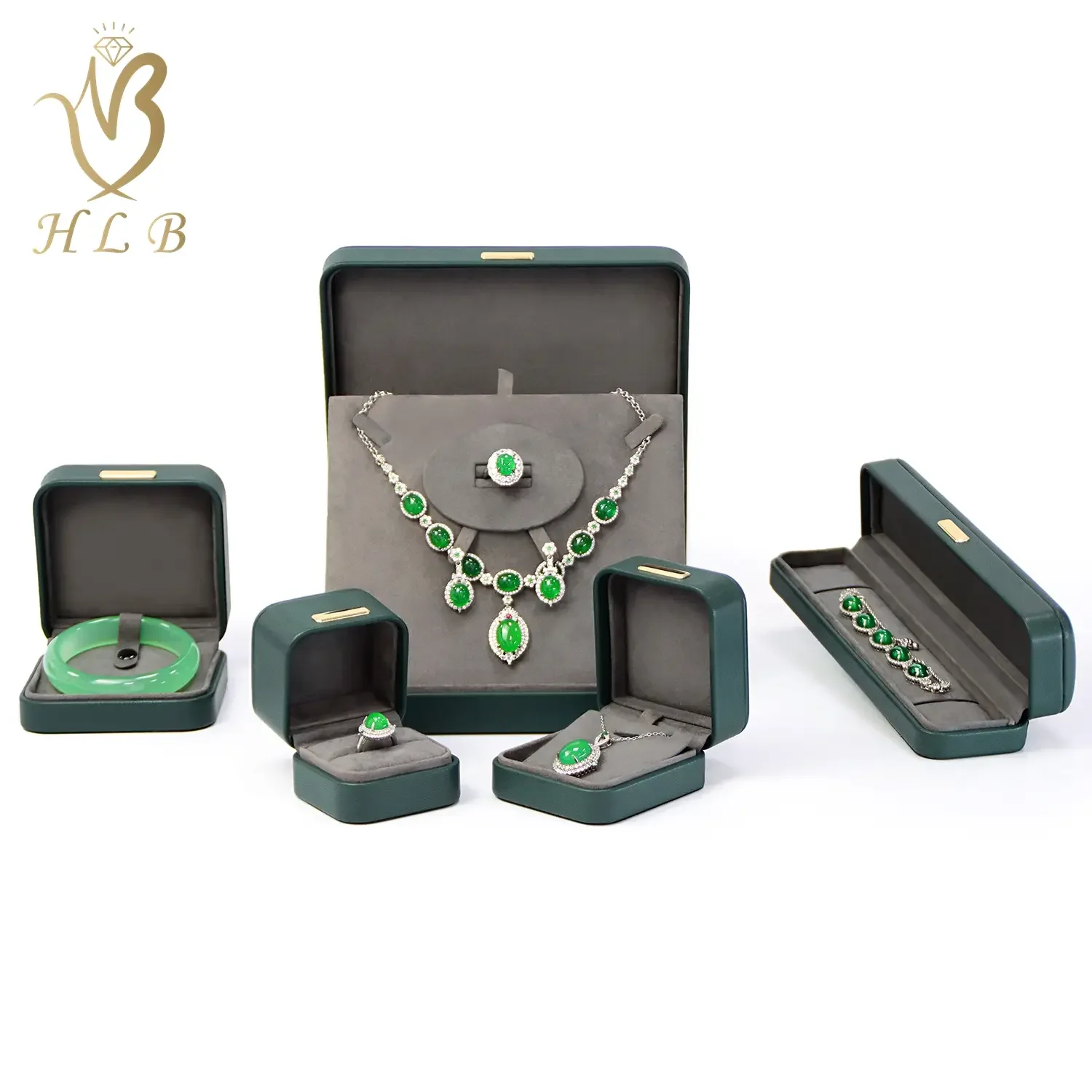 New Luxury leather jewelry packaging box with logo pu leather jewelry boxes custom