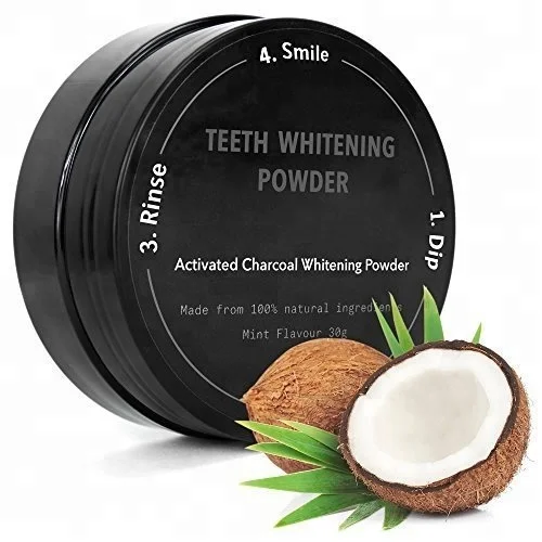 
100% natural charcoal teeth whitening powder, mint flavor 30g 