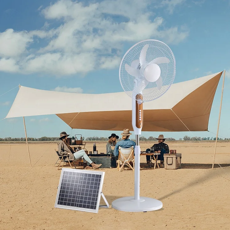 Outdoor indoor rechargeable fan price 18000 mAh ac dc solar fan rechargeable solar electric fan with light