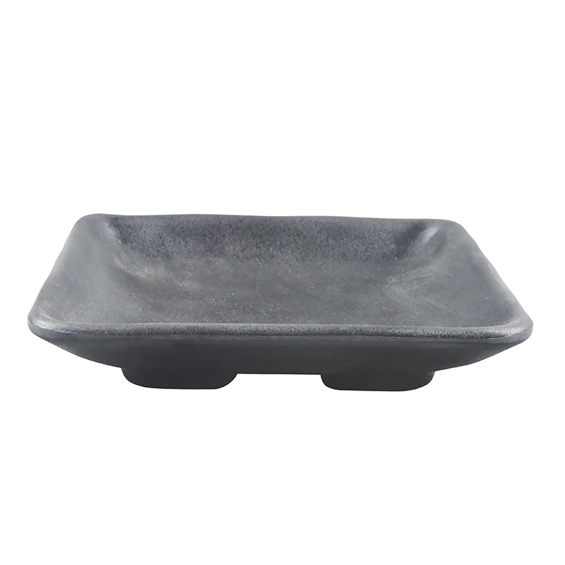 Factory Supply New Style Matte Black Melamine Square Platter For Restaurant