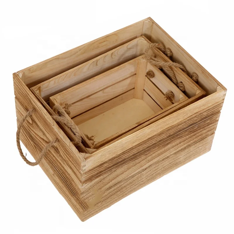 
Wooden packing gift craft Product Vintage solid wooden customized toy storage box vegetable fruit shipping crate 
