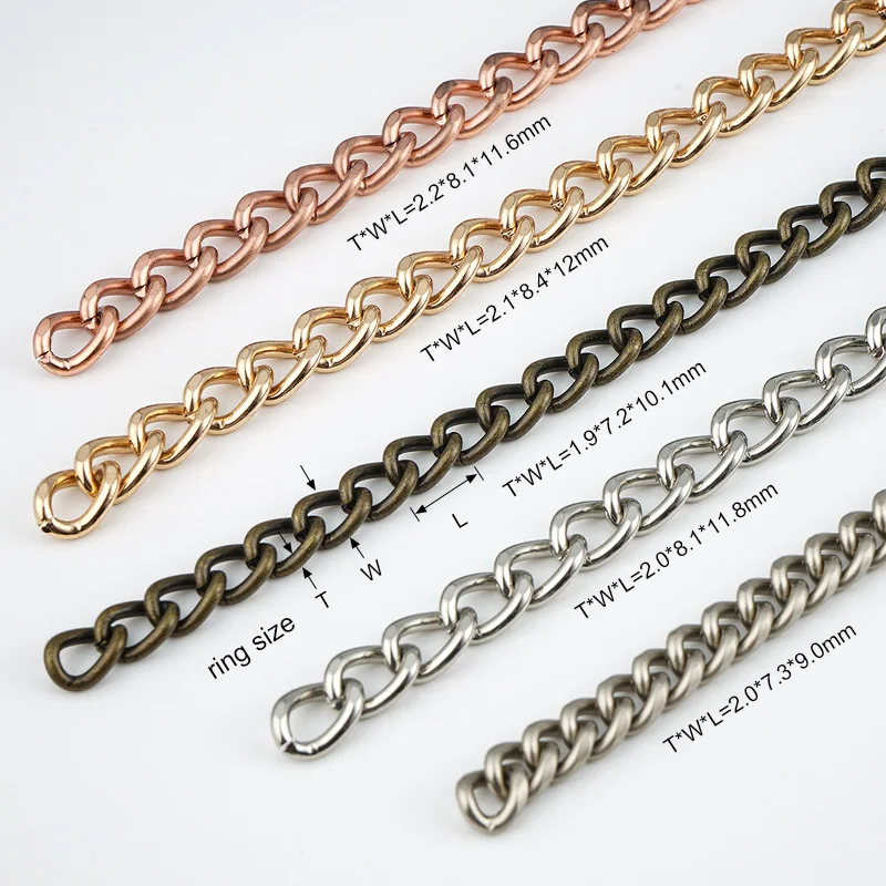 Purse Bag Accessories Hardware Handbag Chain Strap Handles Silver Rose Gold Metal Decorative Part Bag Long Bronze Chain for Bags