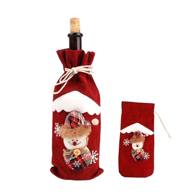 
Christmas Wine Bottle Cover Santa Snowman Elk Bottle Cover Bags Table Decoration Christmas Party Dinner Party Decoration Gift/ 
