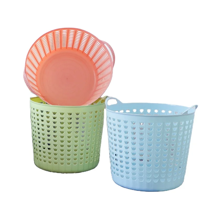 Хит продаж, цветная корзина для грязной одежды из полипропилена на заказ, пластиковая корзина для хранения с ручкой