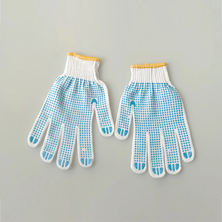
reinforced full grain products supra coating pvc dotted knit cotton safety working gloves guantes 