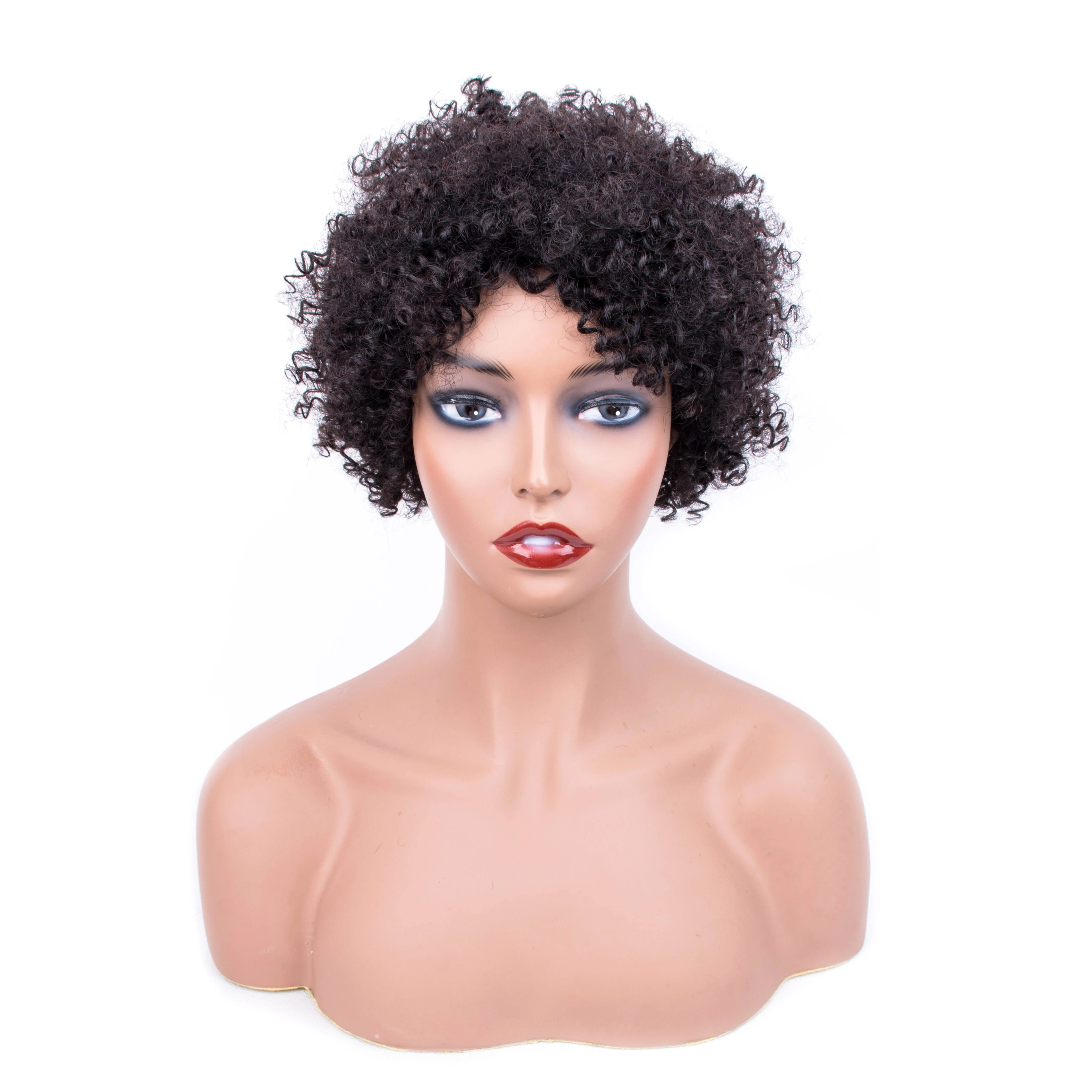Лидер продаж, черные бразильские волосы, вьющиеся Волнистые парики, оптовая продажа, новый стиль и очень популярный дизайн, Короткие вьющиеся парики