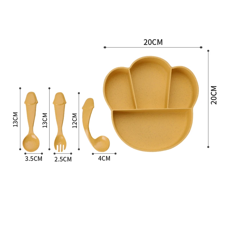 High Quality Plastic Wheat Straw Fiber Baby Dinnerware Set For Kids Custom Baby Tableware