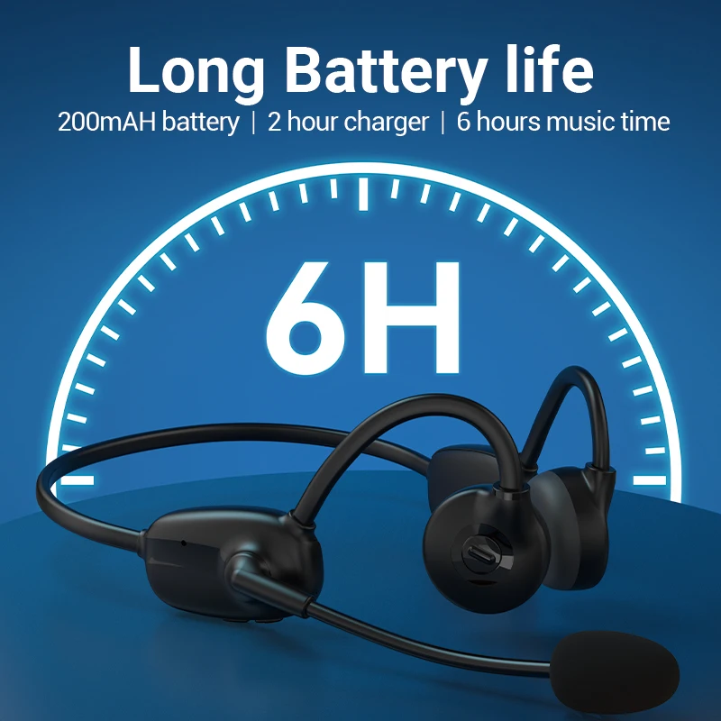 Bone Conduction wireless Earphones Ear Hook Cordless Headset with Double Microphone Stereo Sport Painless headphones