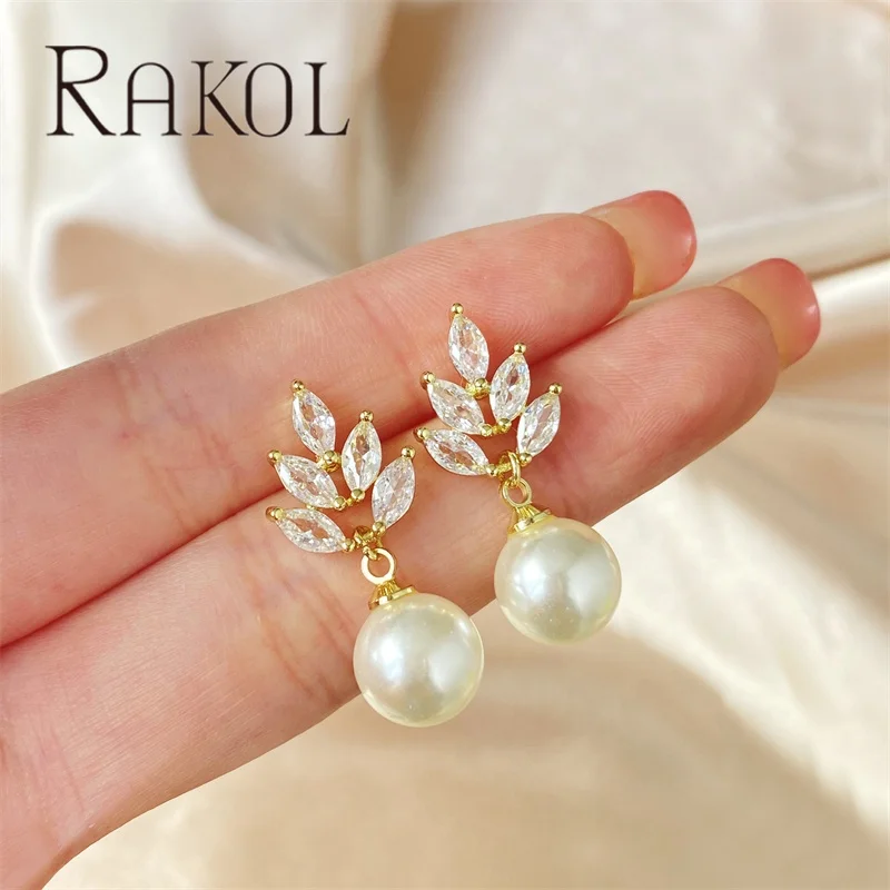 RAKOL EP499 18K Gold Freshwater Pearl Zircon Custom Good Quality Fashion fine Jewelry