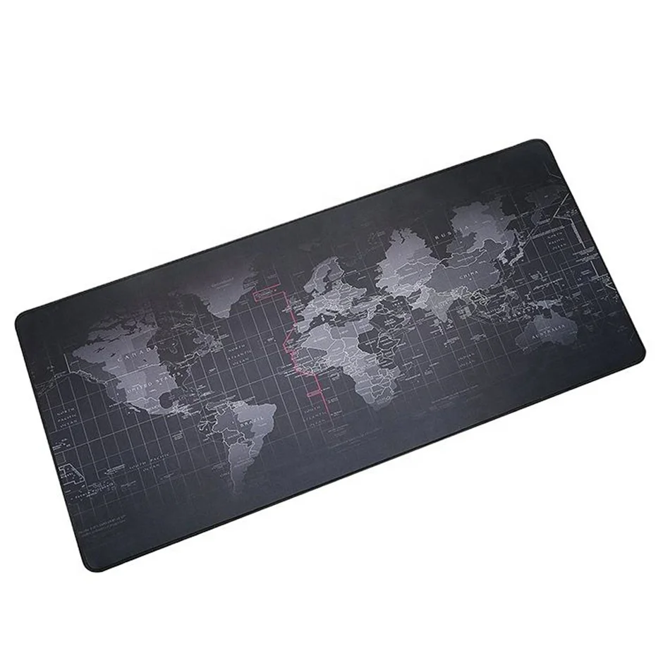 Large Size 900x400mm Office Desk Pad Mat World Map Extended Gaming Black Mouse Pad with Stitched Edges for PC Laptop Computer