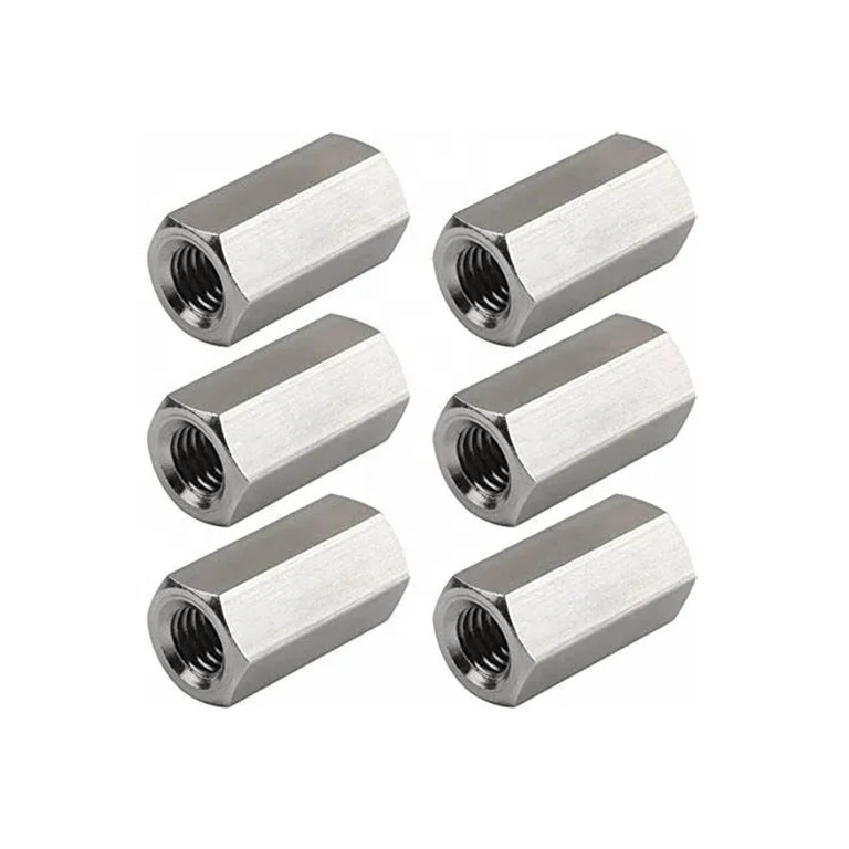 M10 1.25 Coupling Nut Metric Hex M8 1.25 Fine Thread Coupling Nut 304 Stainless Steel Rod Extended Standoff Hex Nut