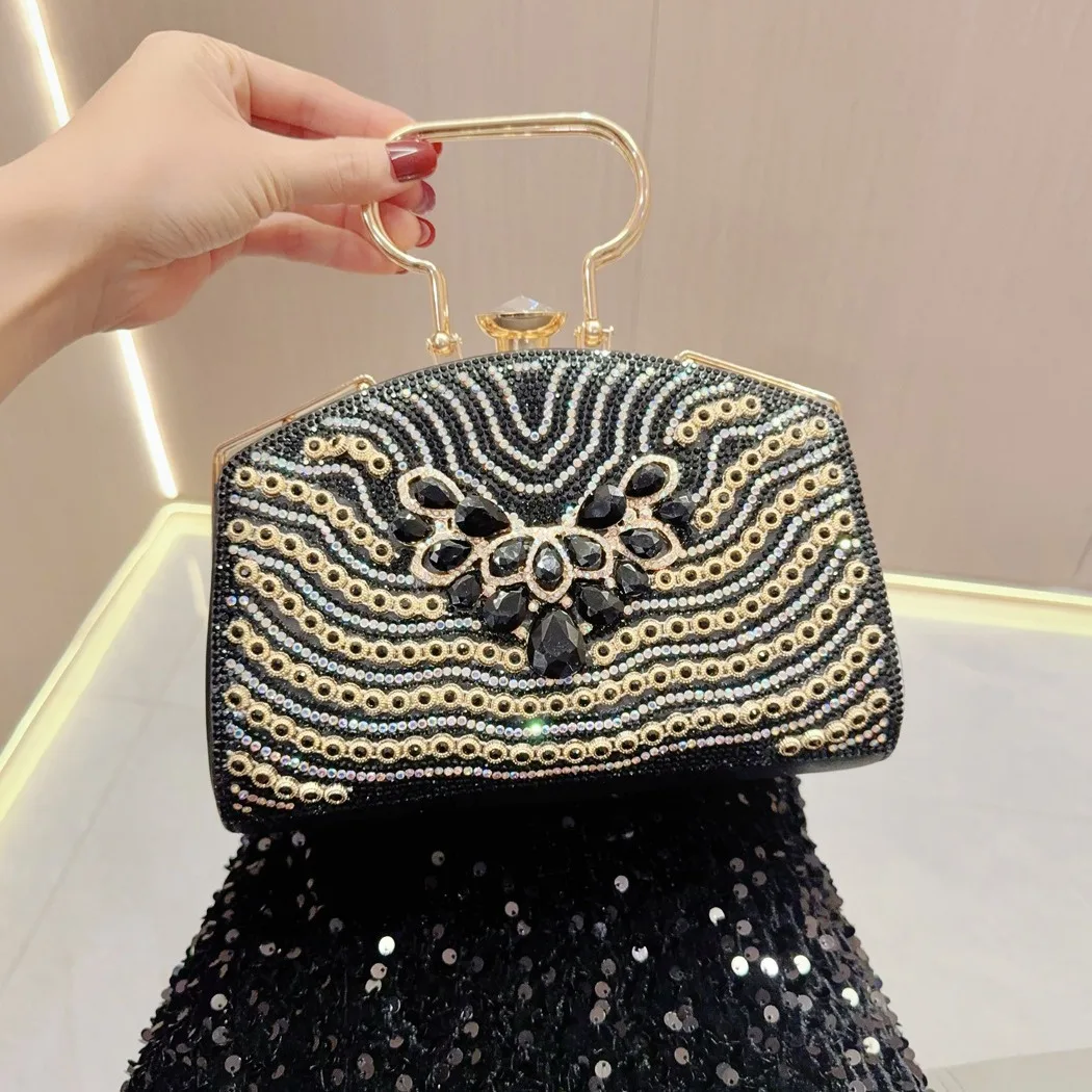 Wholesale Handmade Rhinestone Purse Woman Handbag Clutch Bags Retro Evening Bag for Ladies