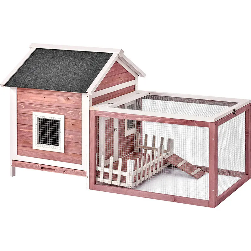 Custom Waterproof Wooden Rabbit Hutch Indoor Outdoor Chicken Coop Hen House Poultry Pet Cage with run