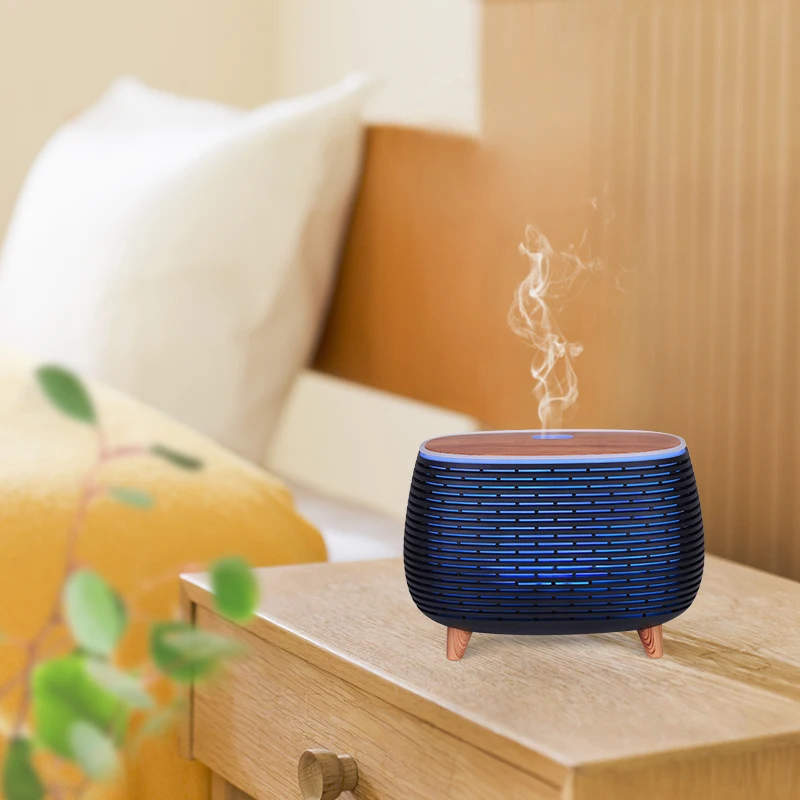 New BPA Free 400ml 7 Color Wood Grain Electric Ultrasonic Aromatherapy Essential Oil Aroma Diffuser for Yoga Spa Office Bedroom