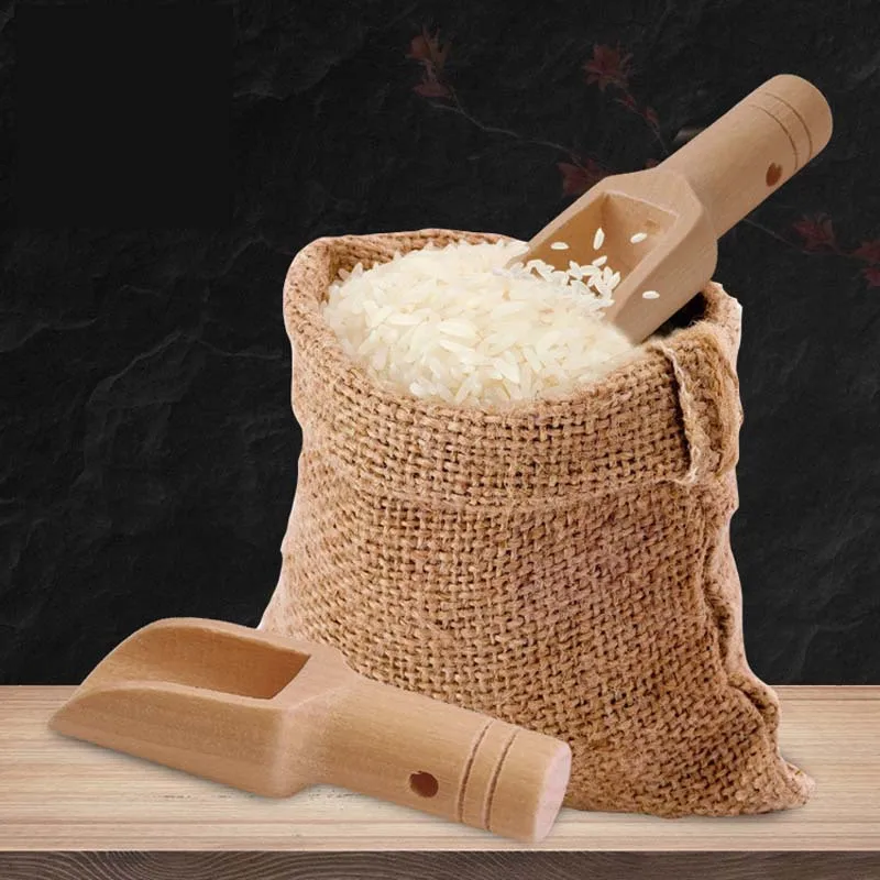 Wood Herb Powder Spoon Bath Shower Rice Spice Salts Mini Scoops Spoon Wooden Kitchen Cooking Baking Tools
