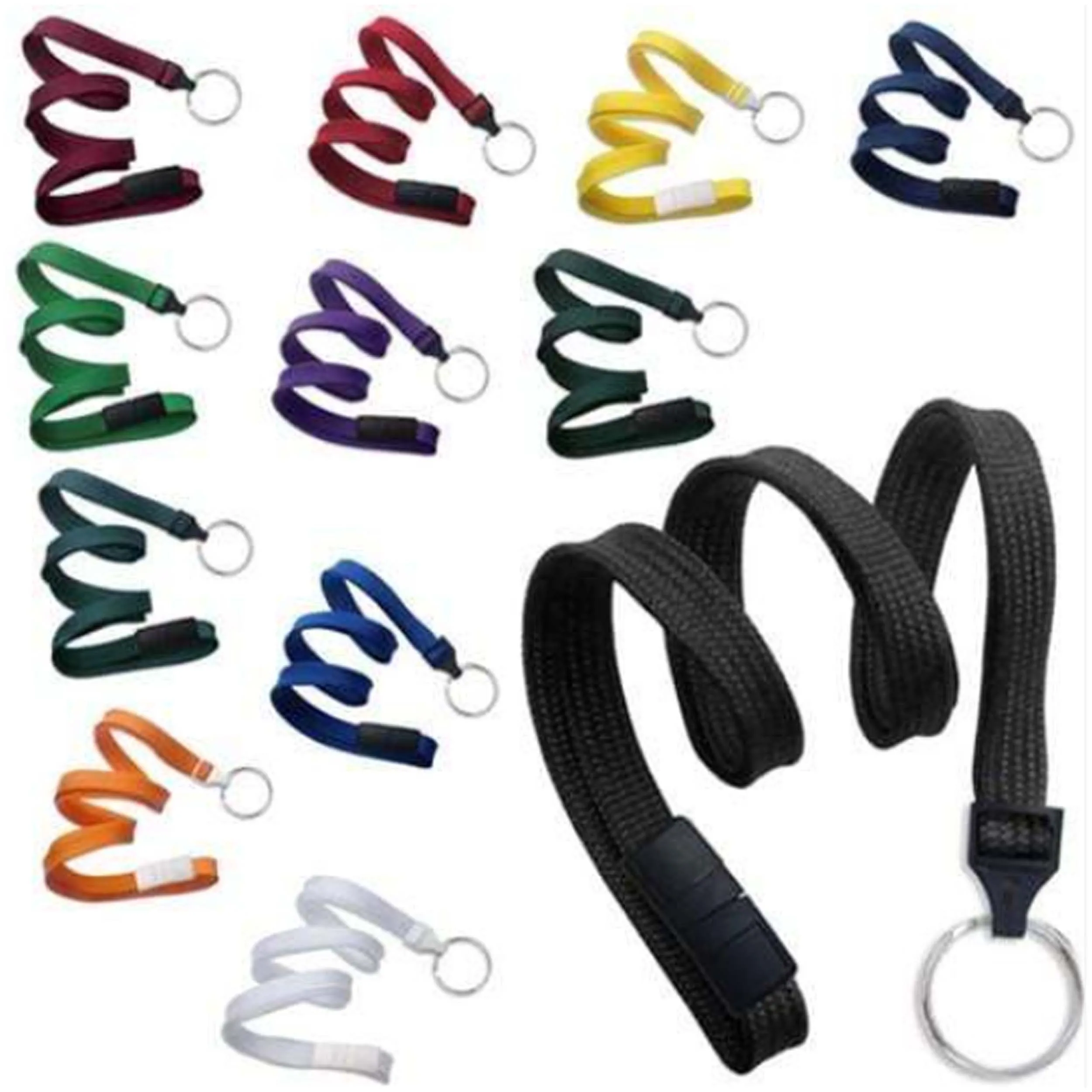 Bestom 10mm Polyester Promotional Lanyards with Metal KeyChain Neck Cord for ID Badge Holder Featuring Split Ring Design