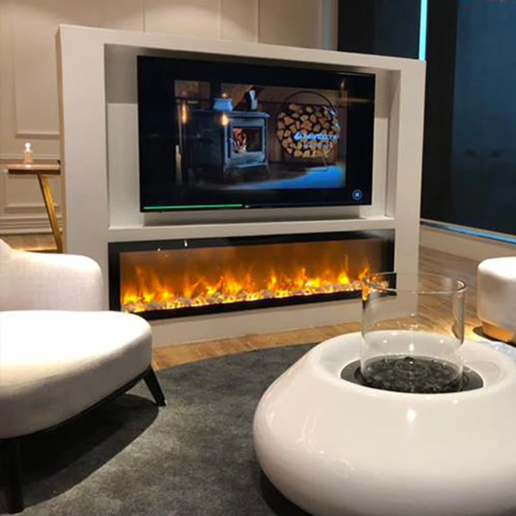 Decorative Long Fire Place Sfeerhaard Chimenea Electrica Realistic Flame Kamin Fire Place Tv Stand Electric Fireplaces
