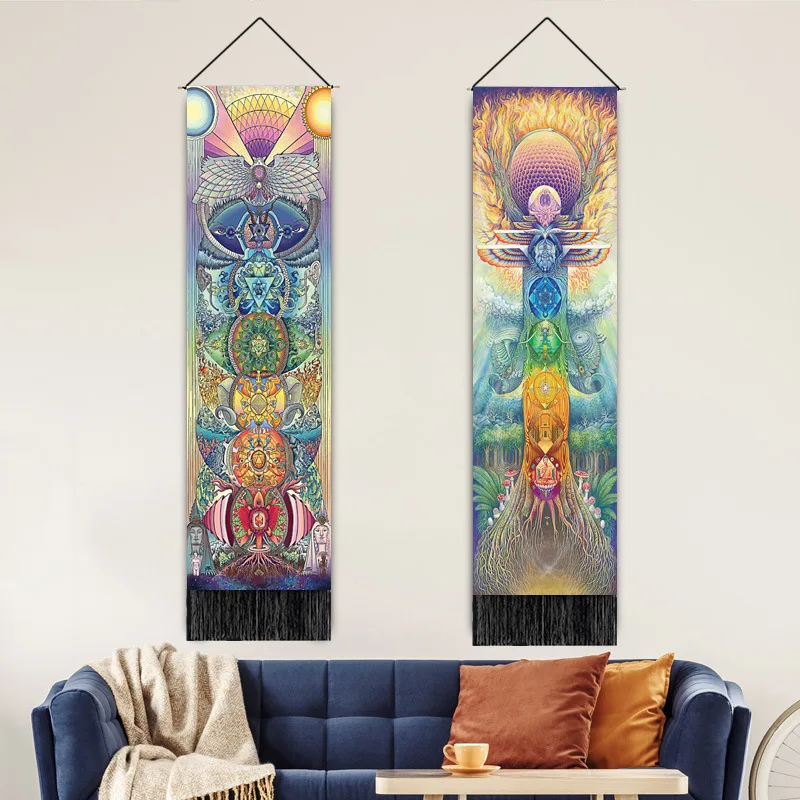 Bohemian Custom Printing Home Decor Living Room Cotton Wall Hanging Scroll Tapestry