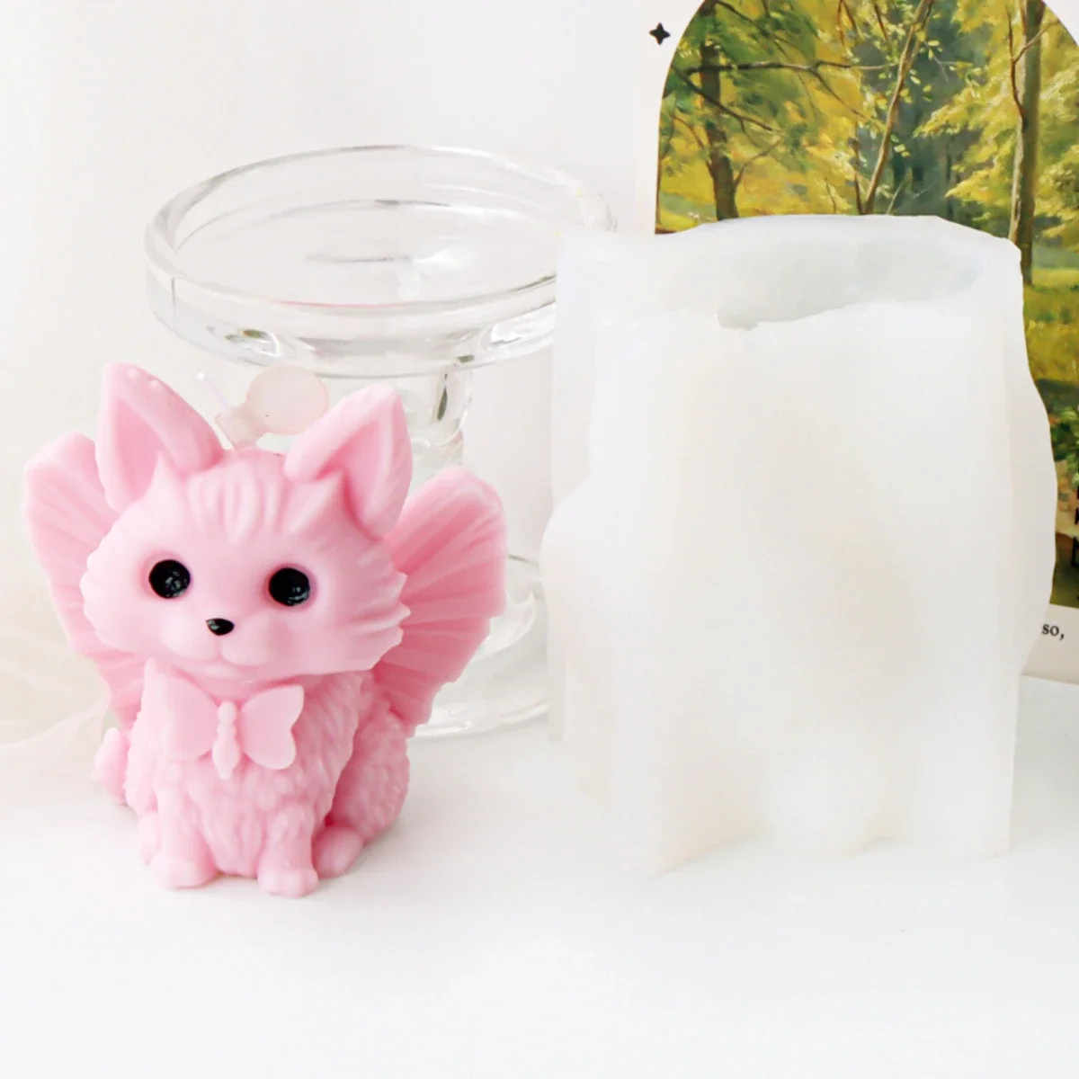 Candle Moulds Silicone 3D Smile Wings Kitten Molds for Candles DIY Big Eyes Cat Animal Moldes De Silicona Para Velas Candle Mold