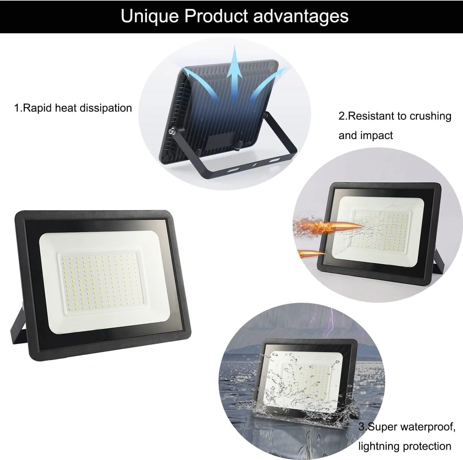 High Power 10w 50w 200w LED Flood Light Outdoor Waterproof IP65 Brightness Light Fixture Tempered Glass